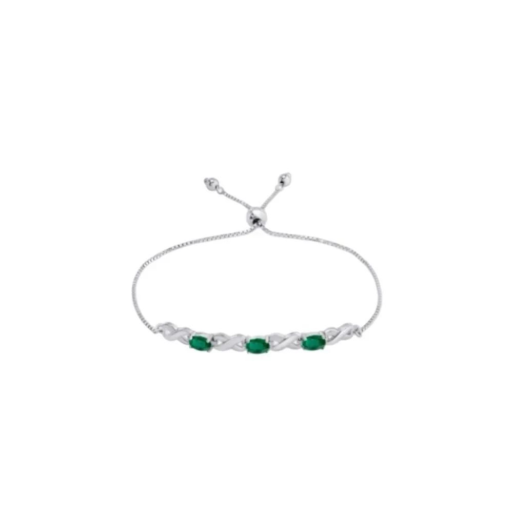 Sterling  Silver and Green Quartz Bolo Bracelet